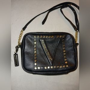 Victorias Secret Black Leather Crossbodybag